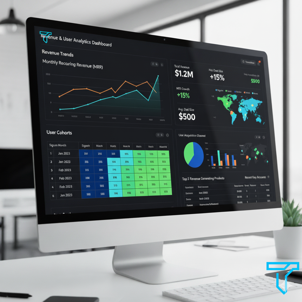 Data analytics dashboard example showing KPIs and trends