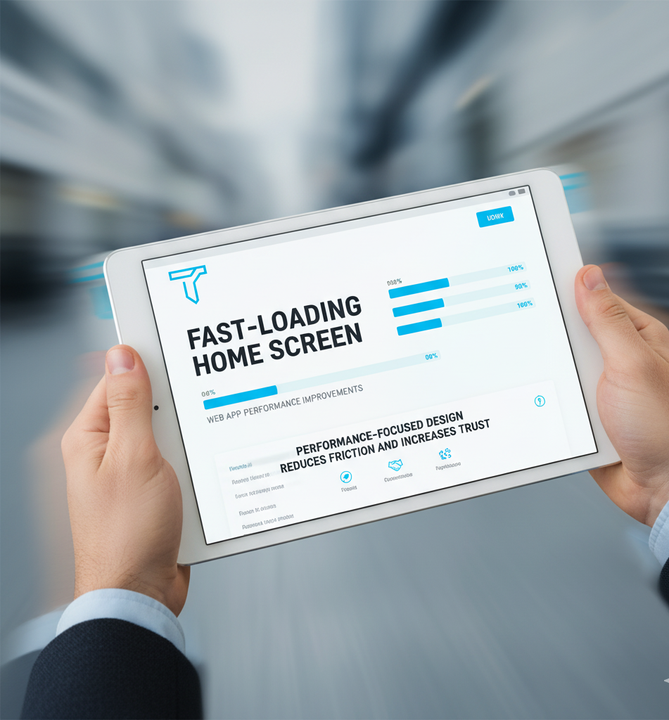 Fast-loading home screen illustrating web app performance improvements